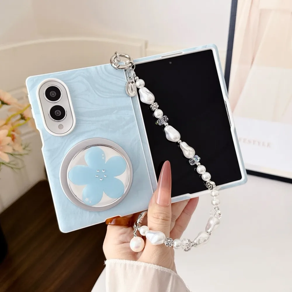 Ripple Pattern For Samsung Galaxy Z Fold 8 Wide Magsafe Magnetic Bracelet Phone Case Protective PC Shell With Holder Back Cover