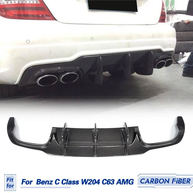 W204 Spoiler Carbon Fiber Rear Bumper Diffuser Lip Spoiler For Mercedes Benz C Class W204 C63 AMG 4 Door 2009-2015 Rear Lip