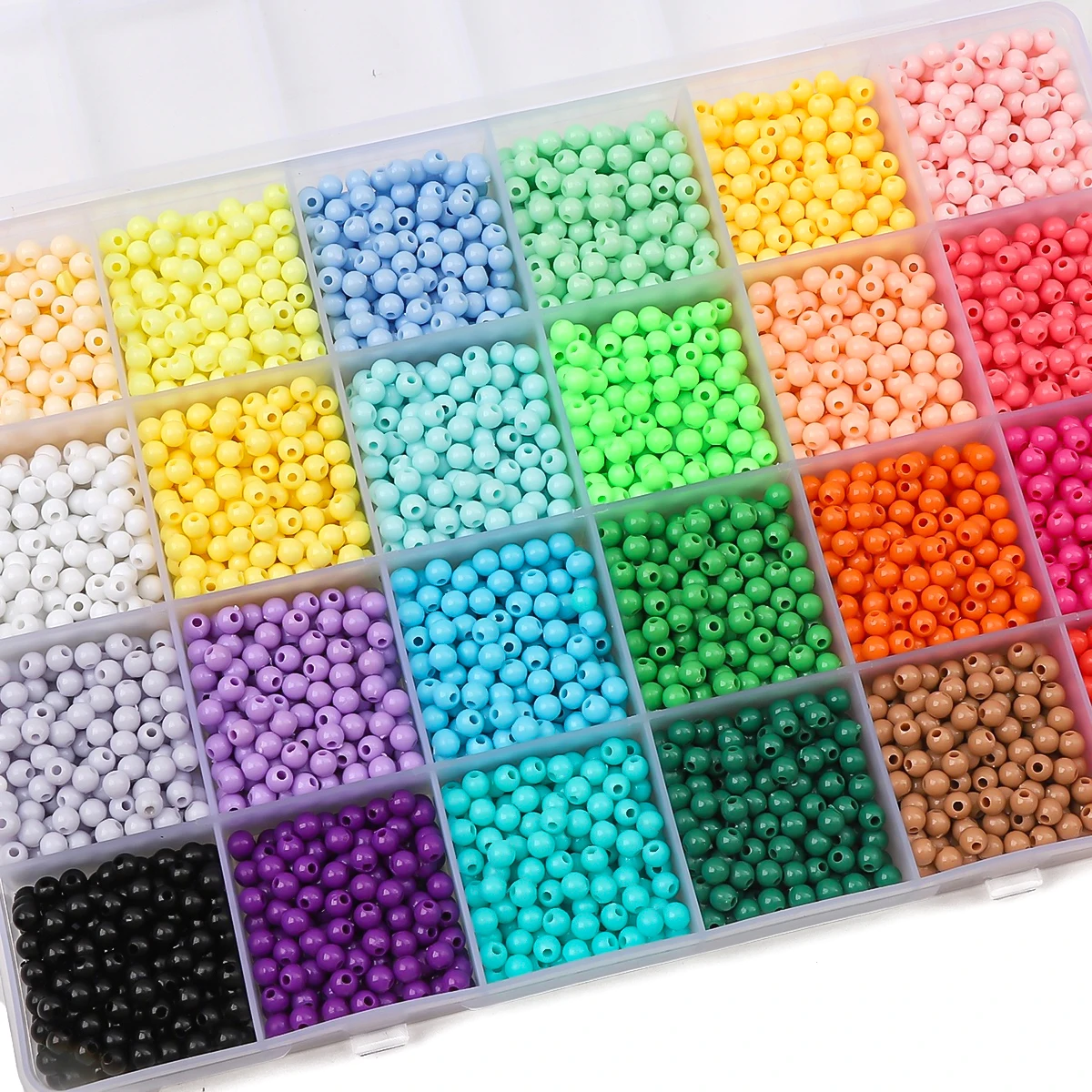 24 grid glass rice bead box 4mm solid colored acrylic beads Charm DIY Jewelry Creation Materials Handmade needlework beads