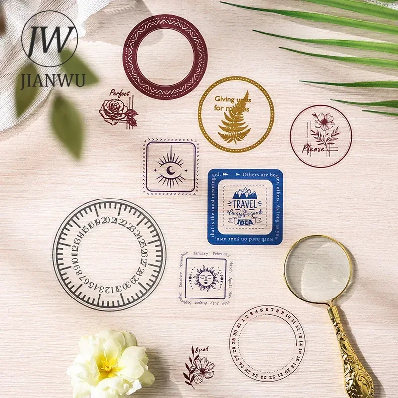 JIANWU Posthumous Wreath Series Vintage Flower Border Landscaping Material Collage PET Sticker Creative DIY Journal Stationery