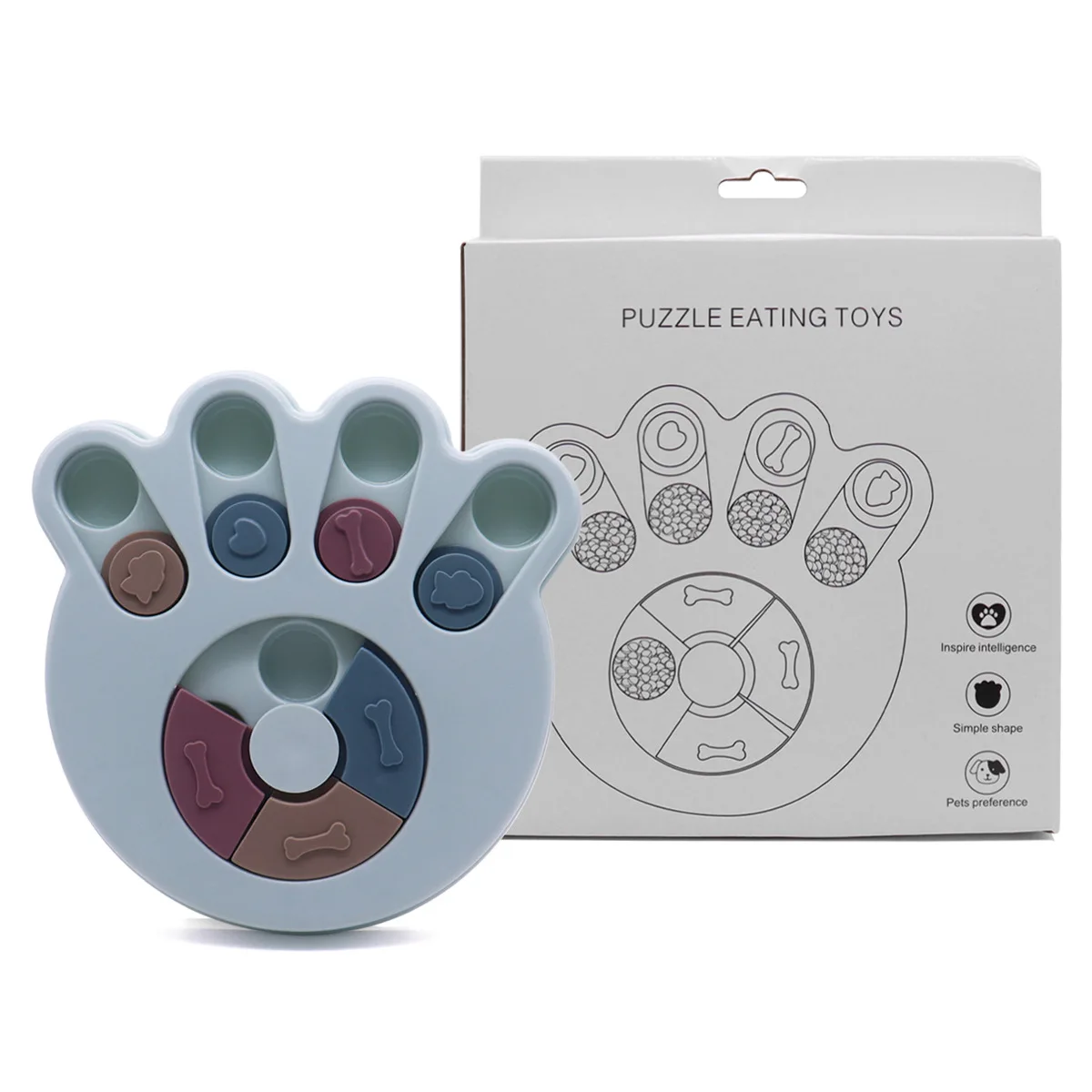 Sakkrrua - Tapete de comida lenta para perros y gatos, juguete calmante, juguete oculto para entrenamiento de alimentos, azul, 1 pieza