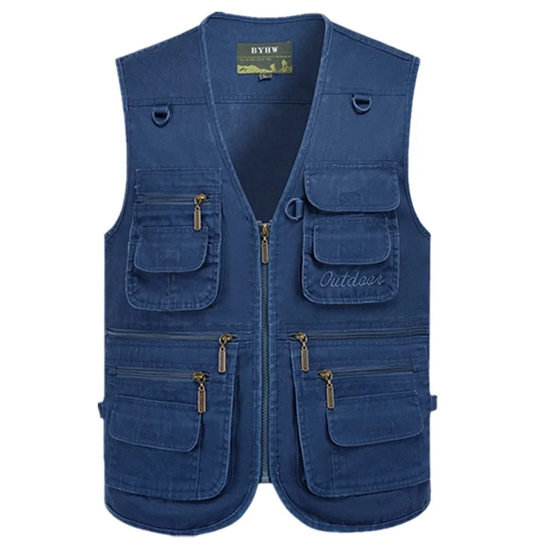 Gilet multi-poches pour hommes, veste sans manches à fermeture éclair, grande taille, voyage, pêche, travail, extérieur, tactique, Plus Large 10XL 9XL, printemps