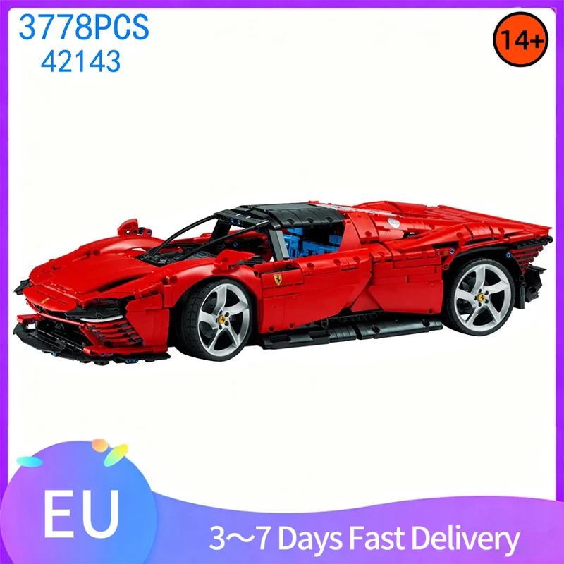 Blocs de construction de maquettes de voiture rouge, 3778 pièces, modèle de supercar en brique, décor de salle pour enfants et adultes, cadeau d'anniversaire et de noël Compatible 42143