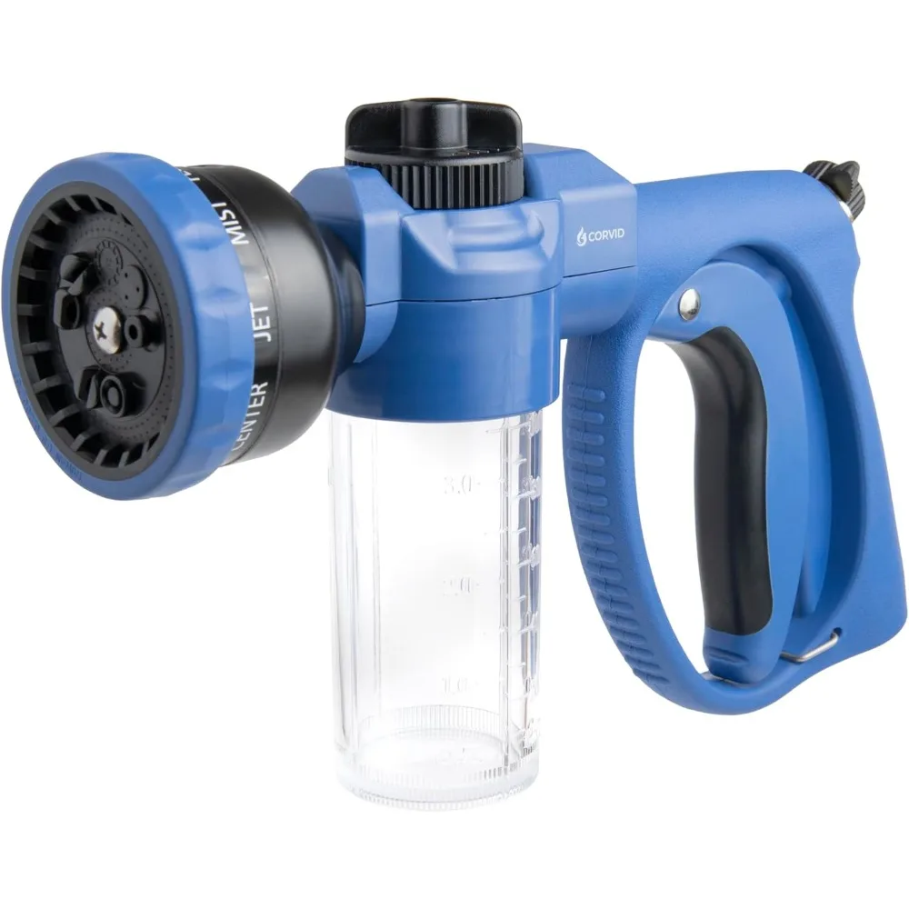 

Регулируемая насадка с дозатором мыла, насадка для распылительного шланга с 8 рисунками для чистки автомобилей, дома и домашних животных — легкий пластиковый дези