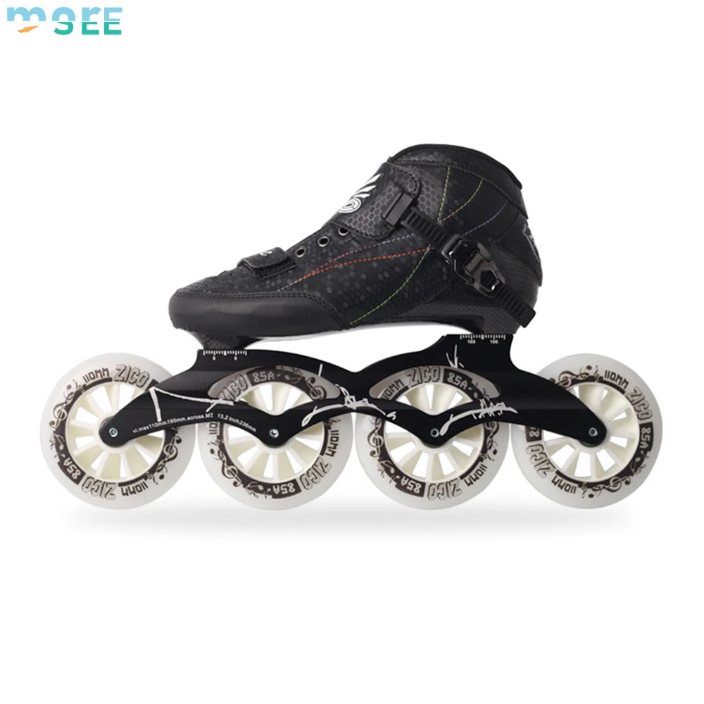Tipis 100mm * 4/110mm * 3/110mm * 4 tingkat tinggi profesional serat karbon Inline sepatu roda kecepatan