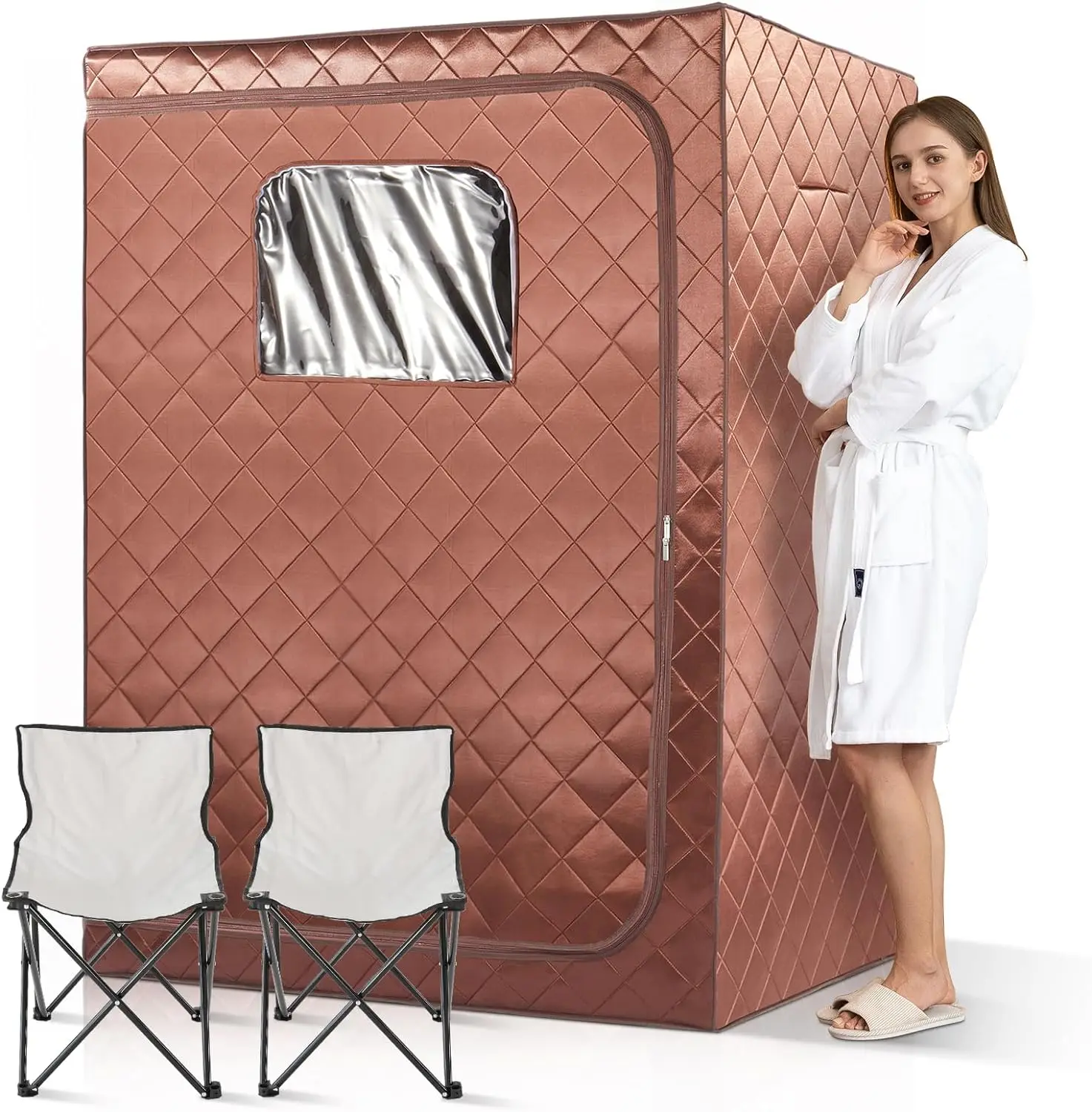 2 Person Portable Infrared Sauna, Oversize Full Body Home Sauna Spa for Relaxation & Detox Saunas Tent 2 Foldable Chairs