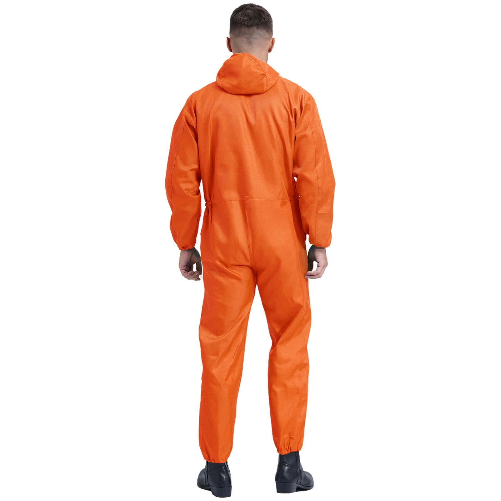 Mens Lightweight Hooded Coverall Jumpsuits Half Zipper Dustproof Long Sleeve Work Wear Uniforms Work Overalls Mechanics Workwear