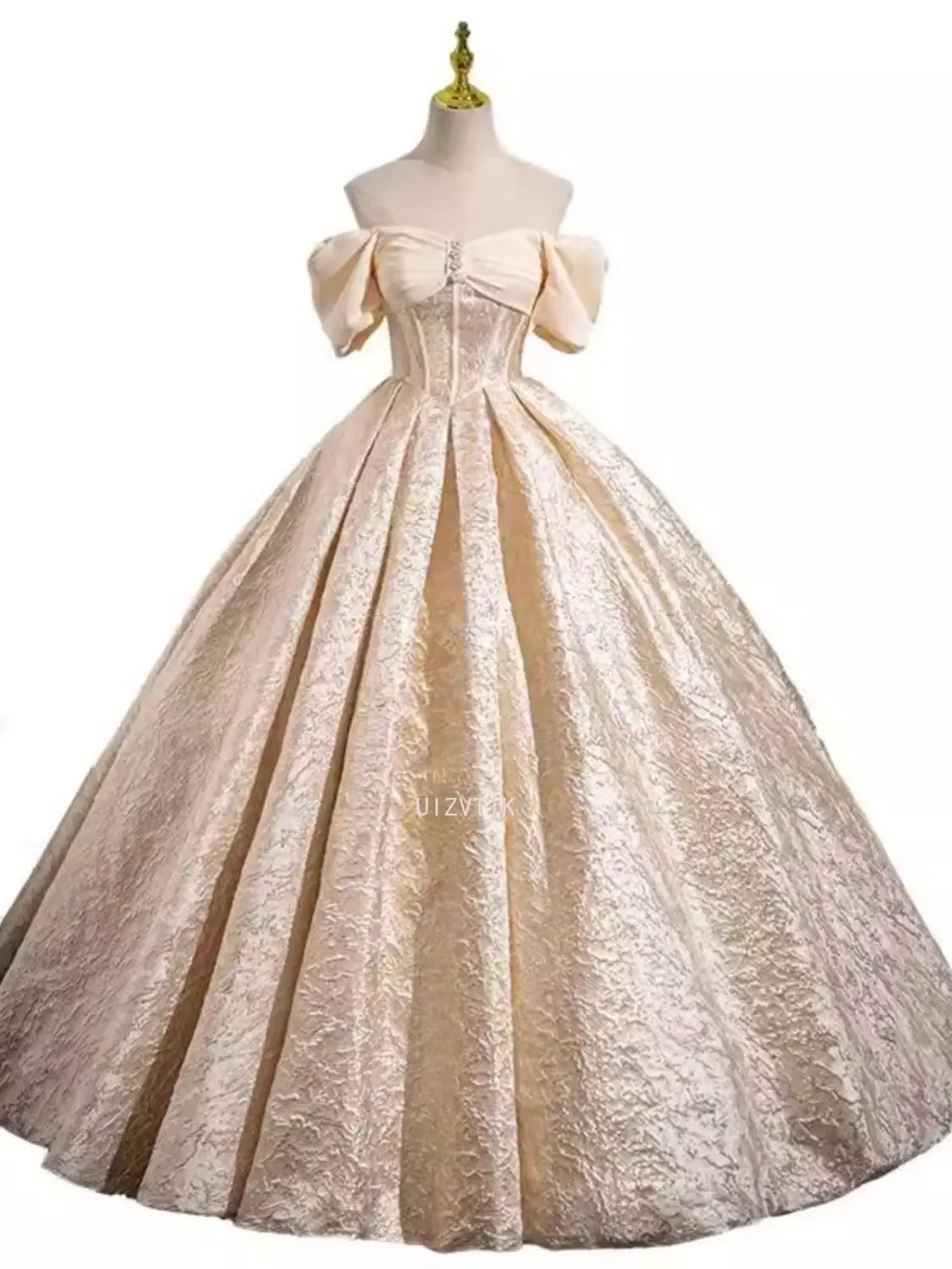 الشمبانيا الكرة ثوب فساتين Quinceanera بلوزات غير مغطية للكتف نفخة الأكمام حفلة موسيقية الزفاف عيد ميلاد رداء حفلات مناسبة رسمية