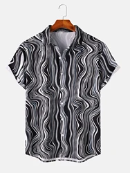 2024 Men's Fashion Digital Printed Shirt Men's Casual Short Sleeve Hawaiian Printed Shirt