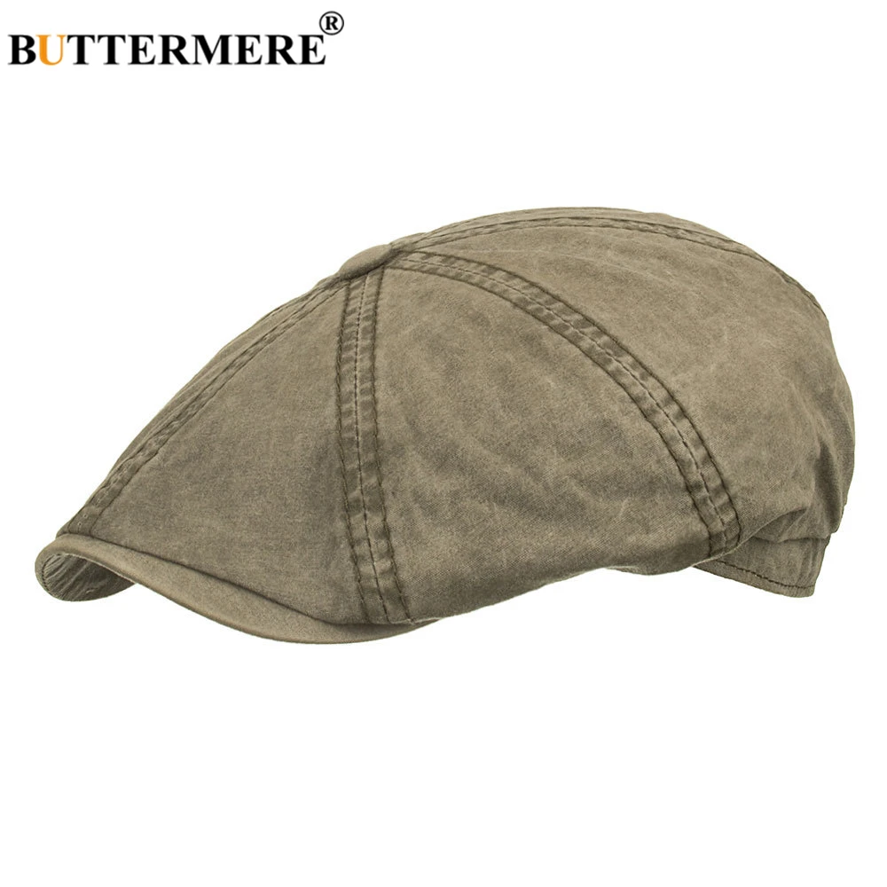 BUTTERMERE Light Blue Newsboy Cap for Women Men Cotton Flat Cap Casual Beret 2024 New Arrival Solid Octagonal Hat