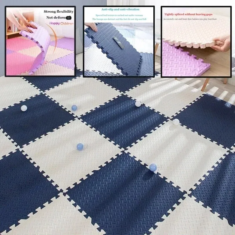 

30*30cm Thicken EVA Sports Gym Mat, Non-Slip Leaf Grain Splicing Floor Rugs for Yoga & Fitness, Shock Absorption Protection Mat
