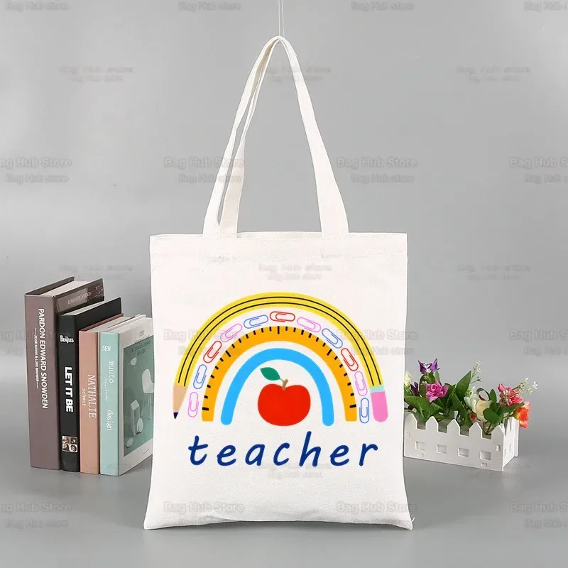 Best Teacher Ever Progress Over Perfection Handbags Fashion Handbag Canvas Bag Tote Casual Shoulder Bag Reusable Shopping Bags