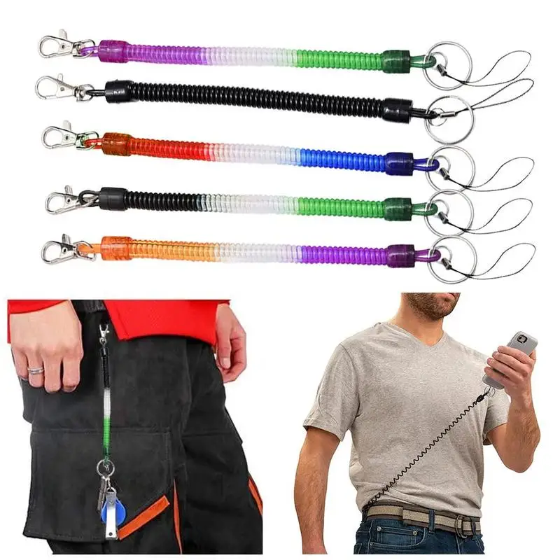 Practical Retractable Plastic Elastic Rope Key Spring For Outdoor Security Tools Keychain Camping