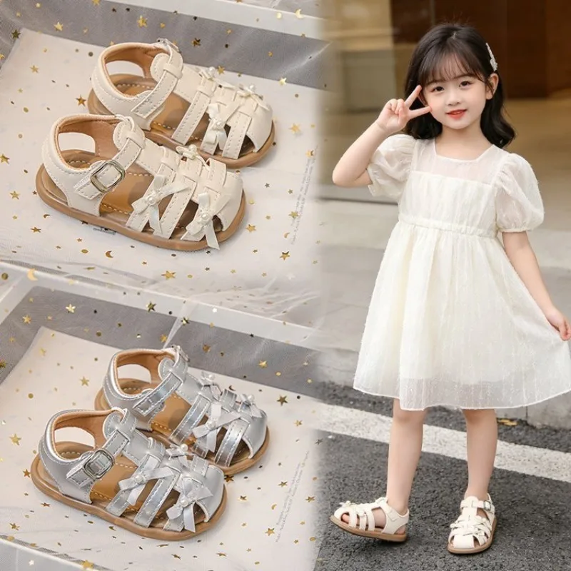 

2026 Children Sandals Girl's Fashion Rome Braid Geniune Leather Sandals Anti slip soft bottom Summer Shoes Size 22-31