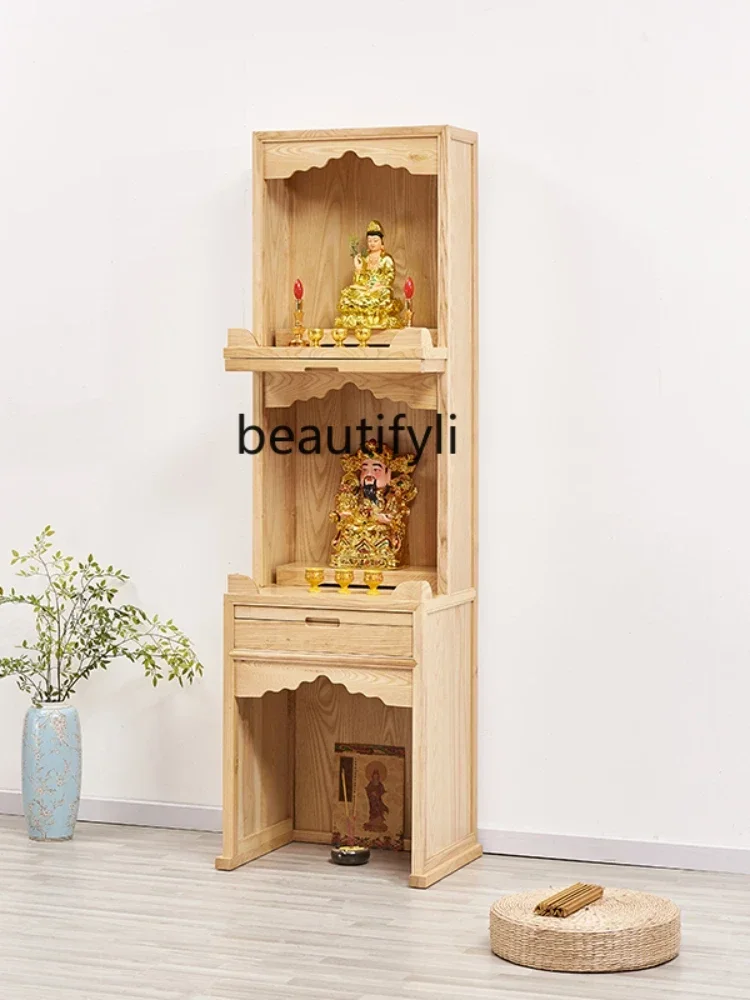 

Cy Solid Wood Three-Layer Shrine Clothes Closet Altar Buddha Cabinet Ancestor Altar Modern Fokan Cabinet