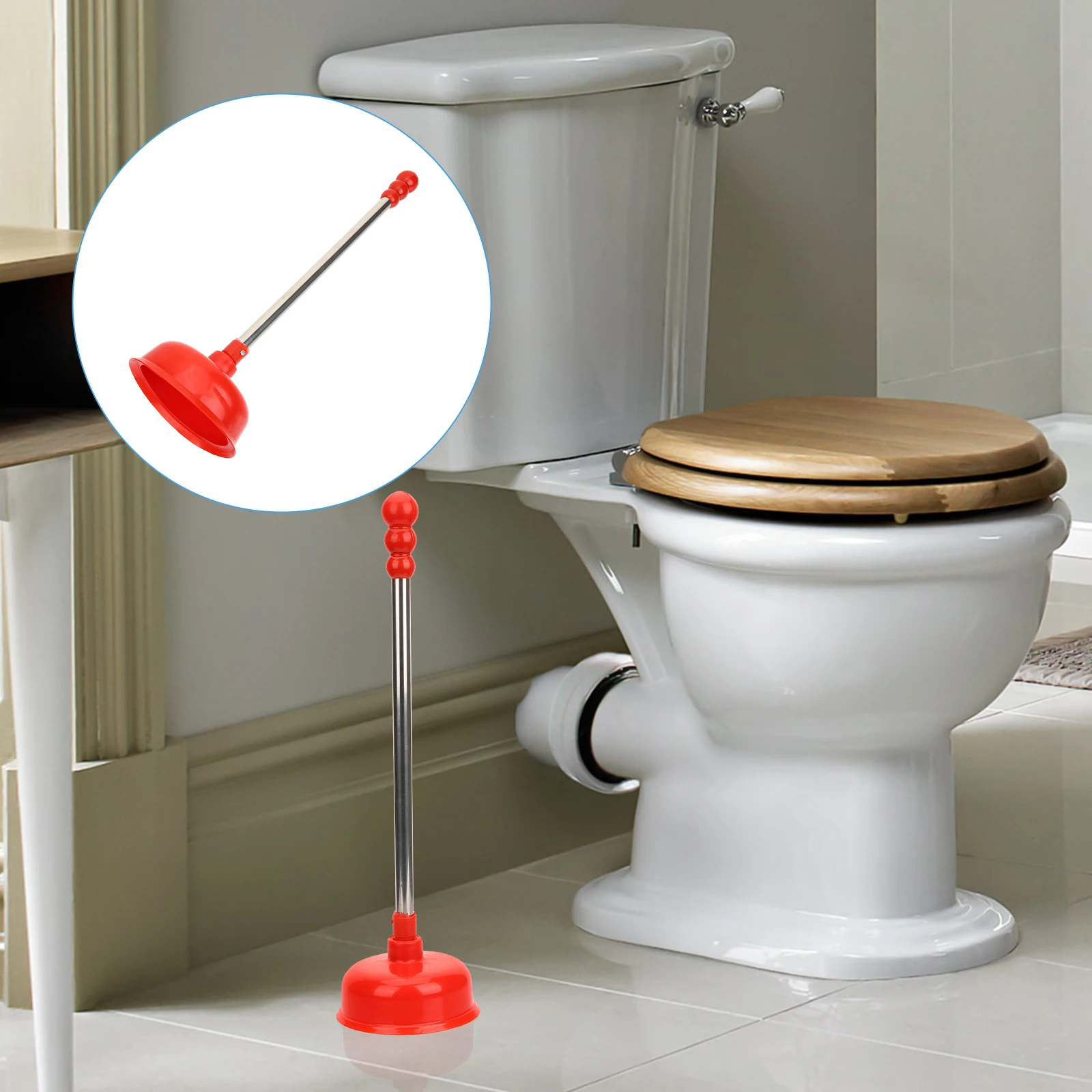 

Heavy Duty Long Handle Bathroom Plunger Tool Anti Clogging Bowl Plunger Toilet Cleaning Tool Efficient Bathroom