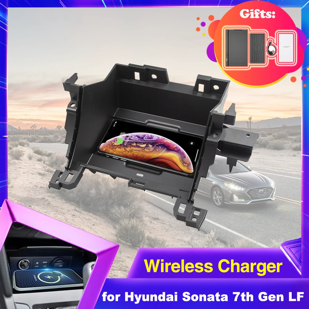 

Car Wireles Charging Pad For Hyundai Sonata 7th Gen LF 2017 2018 2019 Center Console Phone Holder Fast Charger Plate Accessories