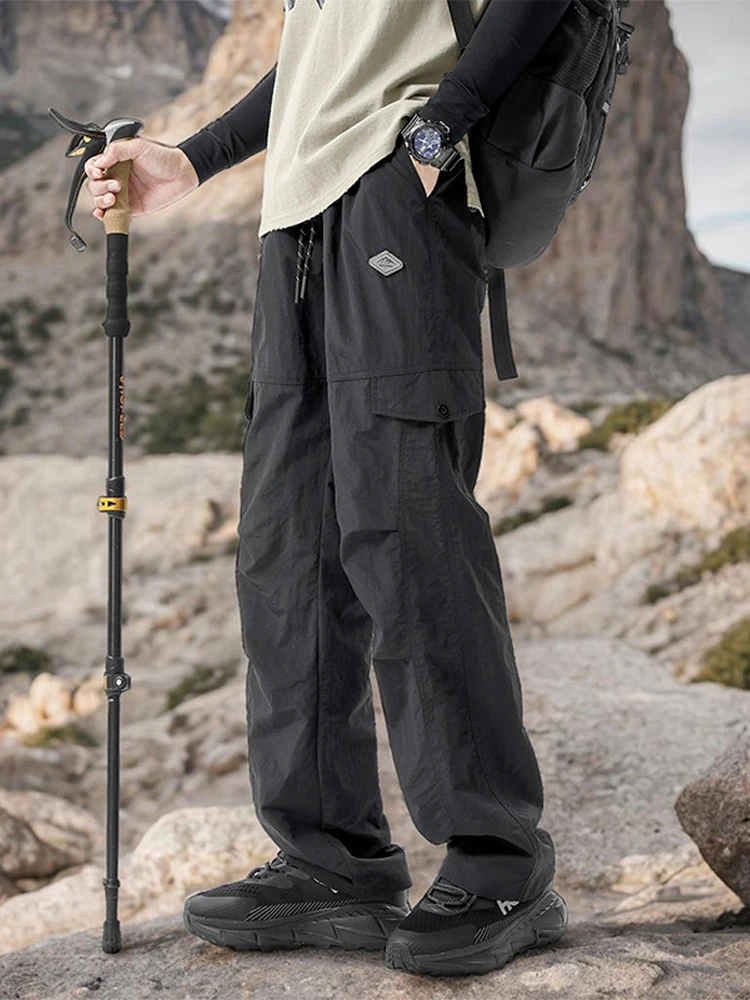 

Клара Американские рабочие брюки в стиле ретро, мужские летние тонкие спортивные брюки из ледяного шелка, повседневные брюки Qui Dry, прямые брюки с деталями