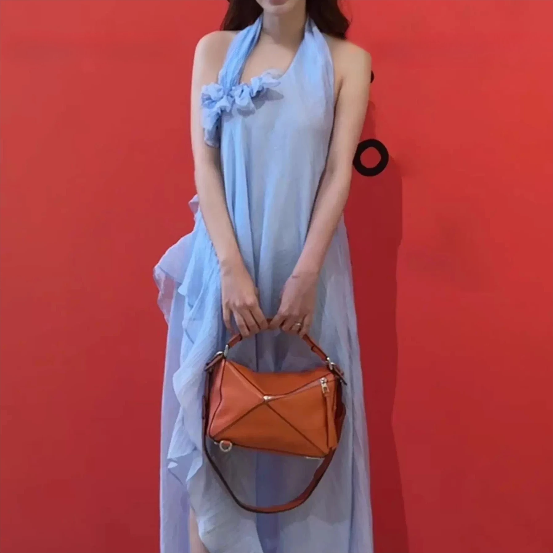 

Blue Ruffle Vintage Dress Women Summer Holiday Party Halter Assymmey Clothing Lady Streetwear Chic Vestidos Bodycon