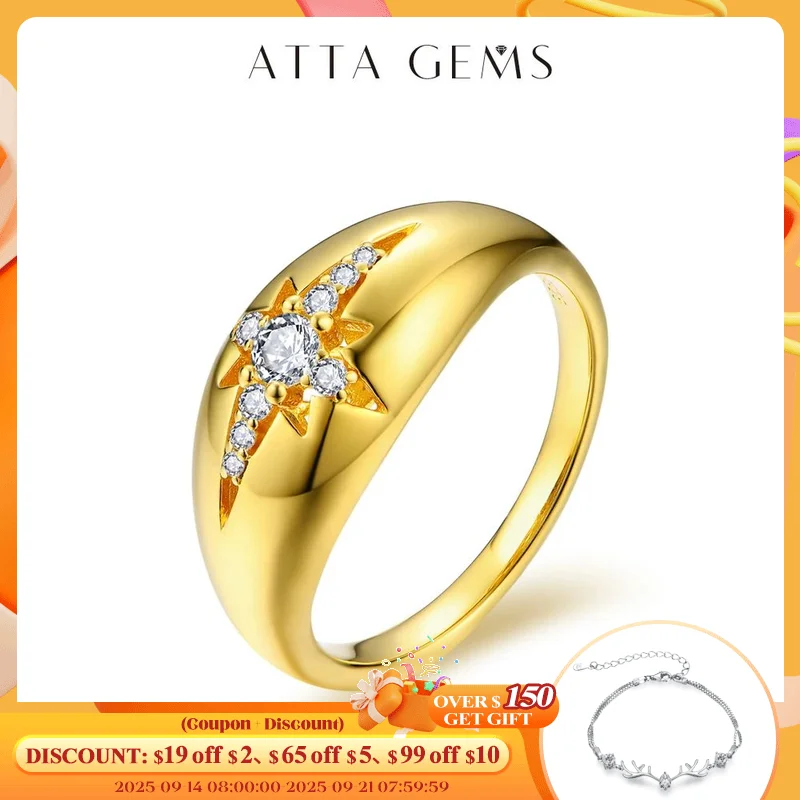 

ATTAGEMS Round D/VVS1 Color Moissanite Ring for Women 100% 925 Sterling Silver Sparkling Fine Jewelr Engagement Wedding Gift New