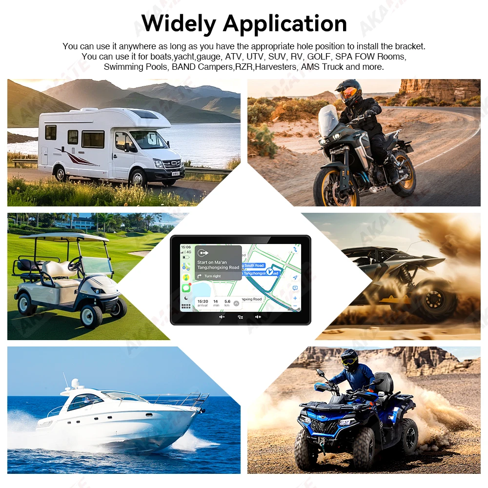 7インチマリンラジオボートラジオCarPlay Android AutoメディアプレーヤーFM AMレシーバー防水Bluetooth AUX USB RV ATV UTV SPA用