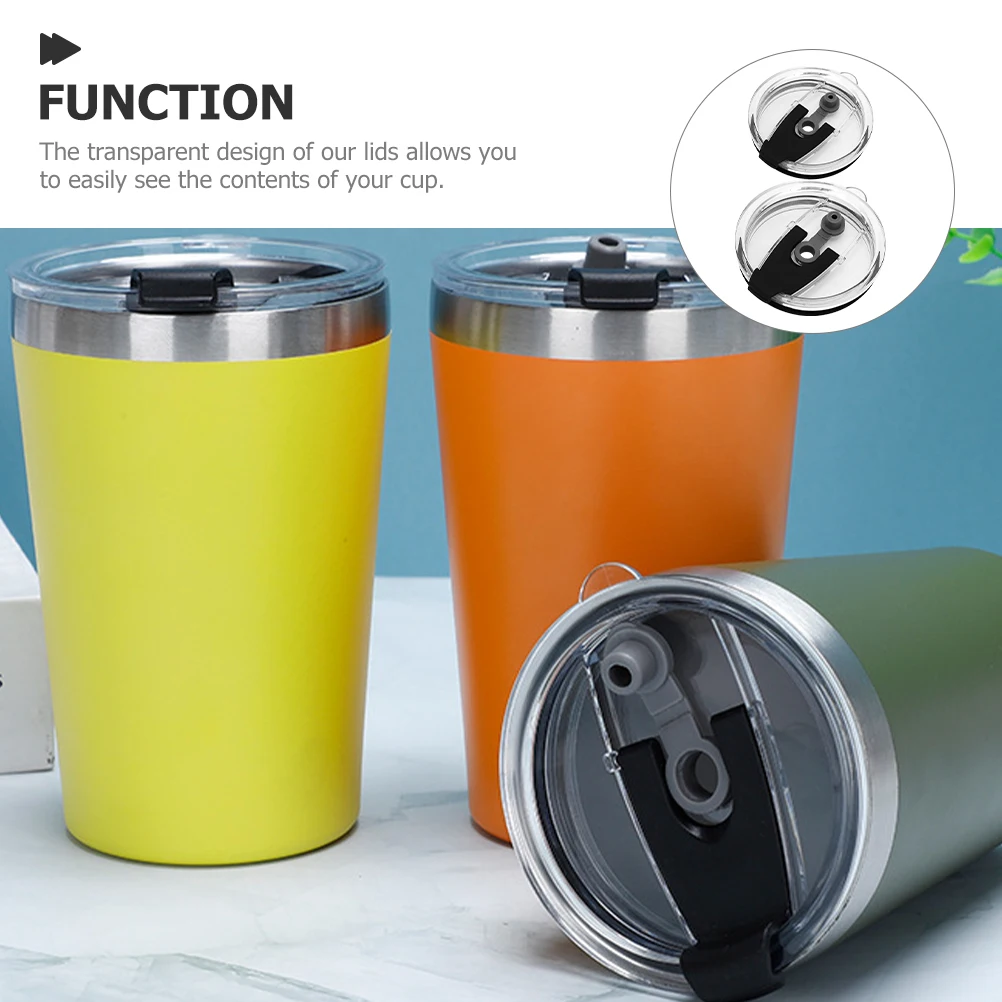 

2pcs Insulated Cup Cover 20 30oz Tumbler Lids Black Straw Leak Proof Reusable Heat Resistant Plastic Household Practical Spill