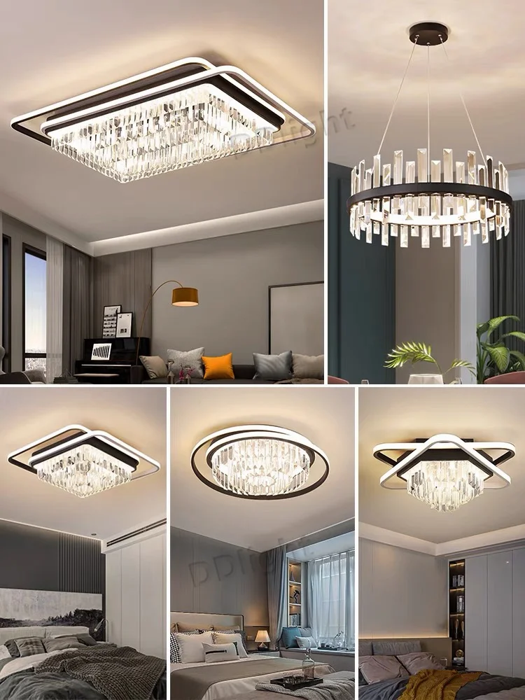 Modern Ceiling Pendant Lamps Crystal Industrial Lighting Set Living Room Decorations Lamp Led Chandelier For Bedroom Kitchen