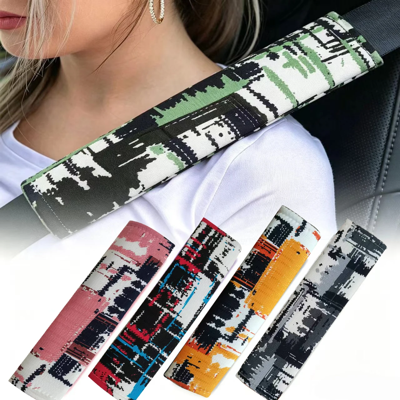 2Pcs Randomly Patterned Seat Belt Protection Pads, Universal Comfortable Shoulder Pads, Suitable for Cars