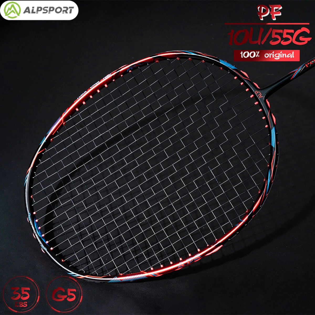 Alpsport PF Pro 10U Ultra lightweight 52g T800 Badminton Racket Fast rebound Imported MAX 38 LBS 100% Professional Carbon Fiber