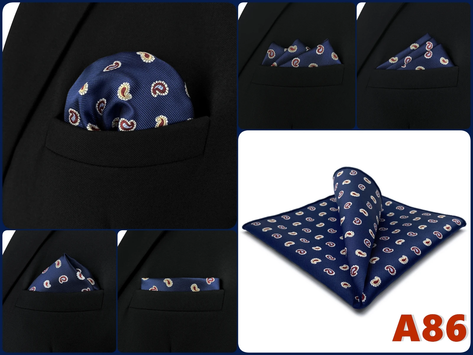 Luxury Mens Pocket Square Handkerchief Multiple Designs Classic Suit Hanky Large Striped Gentlemen Wedding Party Gift for Men