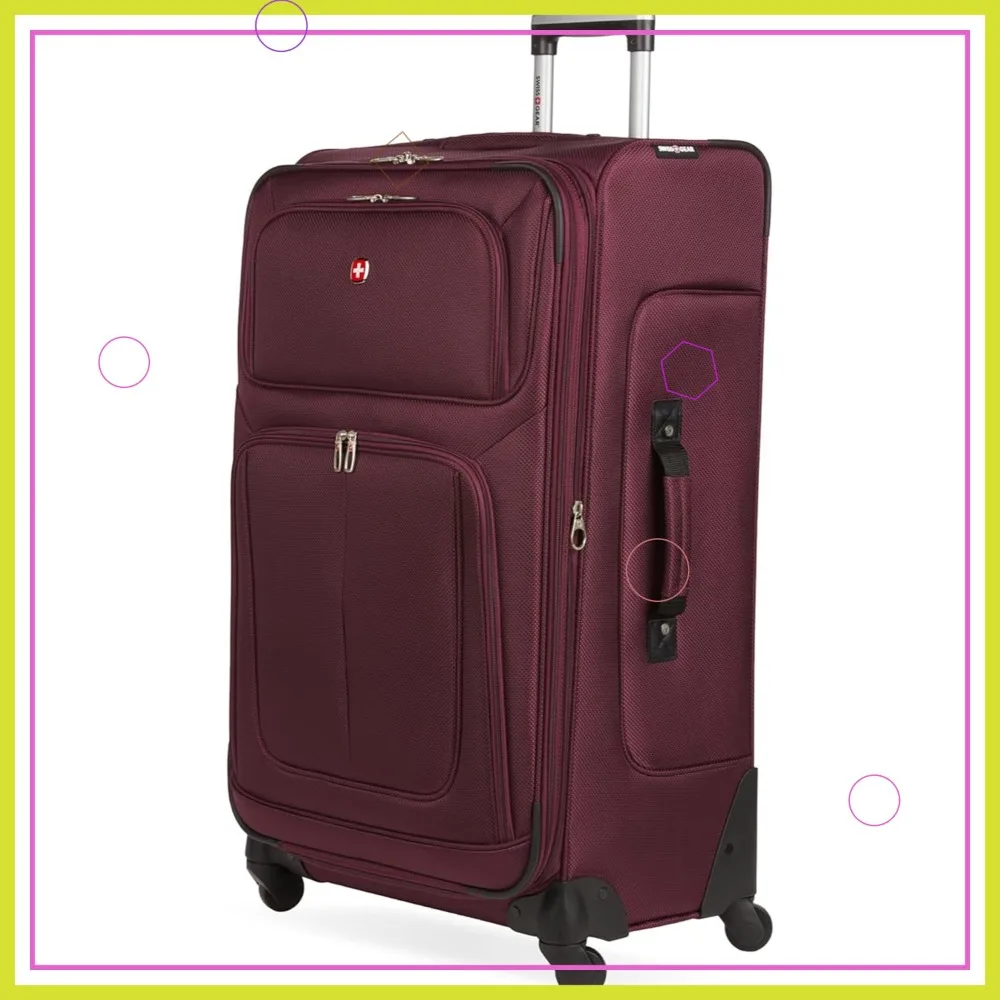 

Large Expandable Checked Suitcase with 360-Degree Wheels & Retractable Handle, 29-Inch for 7-9 Night Trips in Merlot