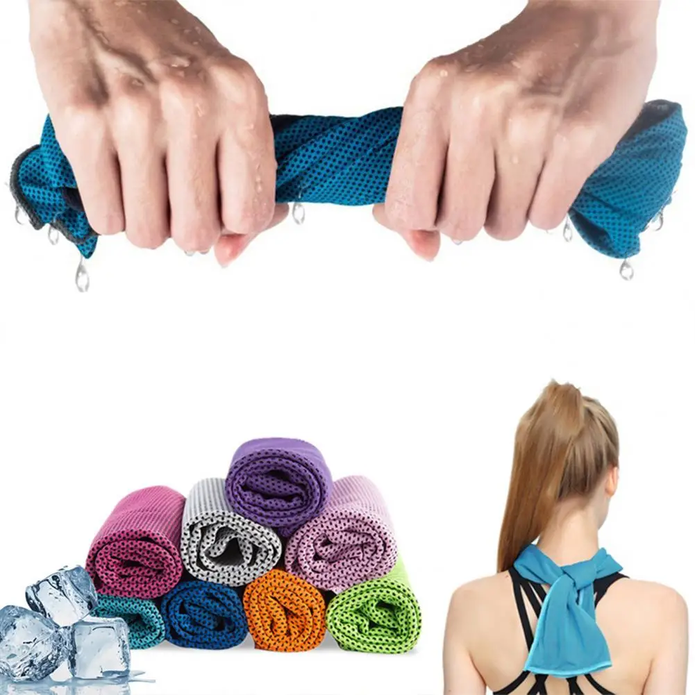 Cooling Towel with Carrying Bag Solid Color Breathable Quick-Drying Super Absorbent Sports Travel Gym Towel