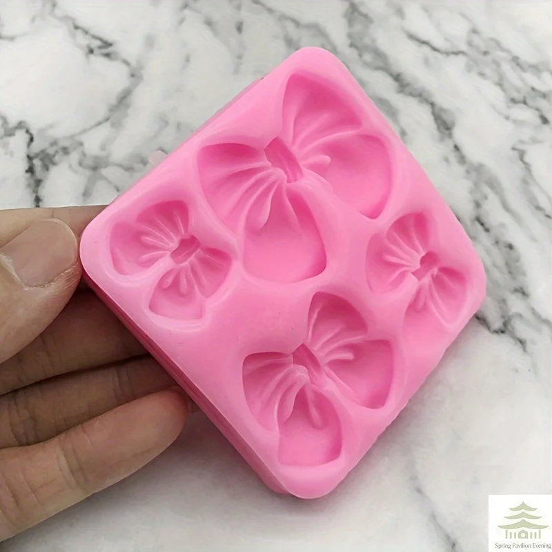 Silikon-Schleifenblumenform, 1 Stück, flexibel und wiederverwendbar für Schokolade, Fondant, Kuchen und Cupcake-Dekoration – Detail 4