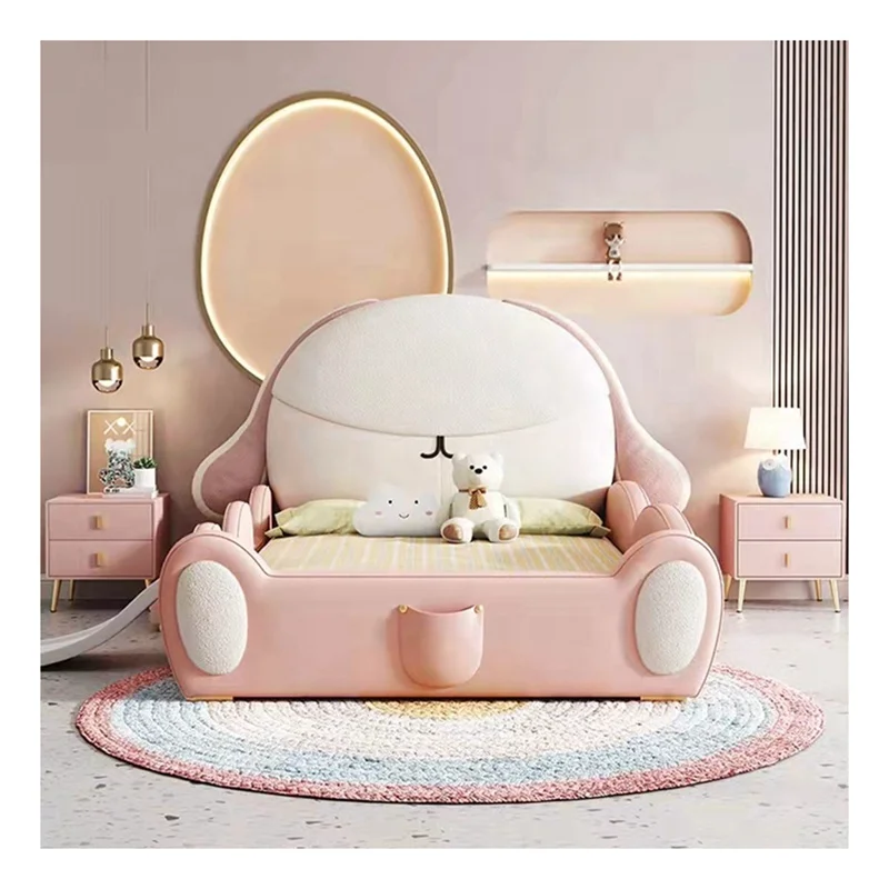 Promoção de fábrica crianças princesa cama de alta qualidade móveis crianças cama estofada para o quarto