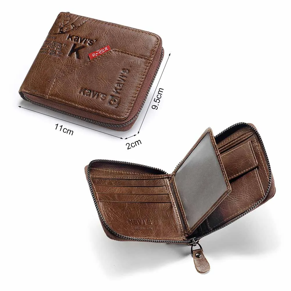 Genuine Leather Wallet For Men Short Casual Carteras Male Card Holder Billetera Hombre Luxury Small Zipper Coins Pocket Clutch