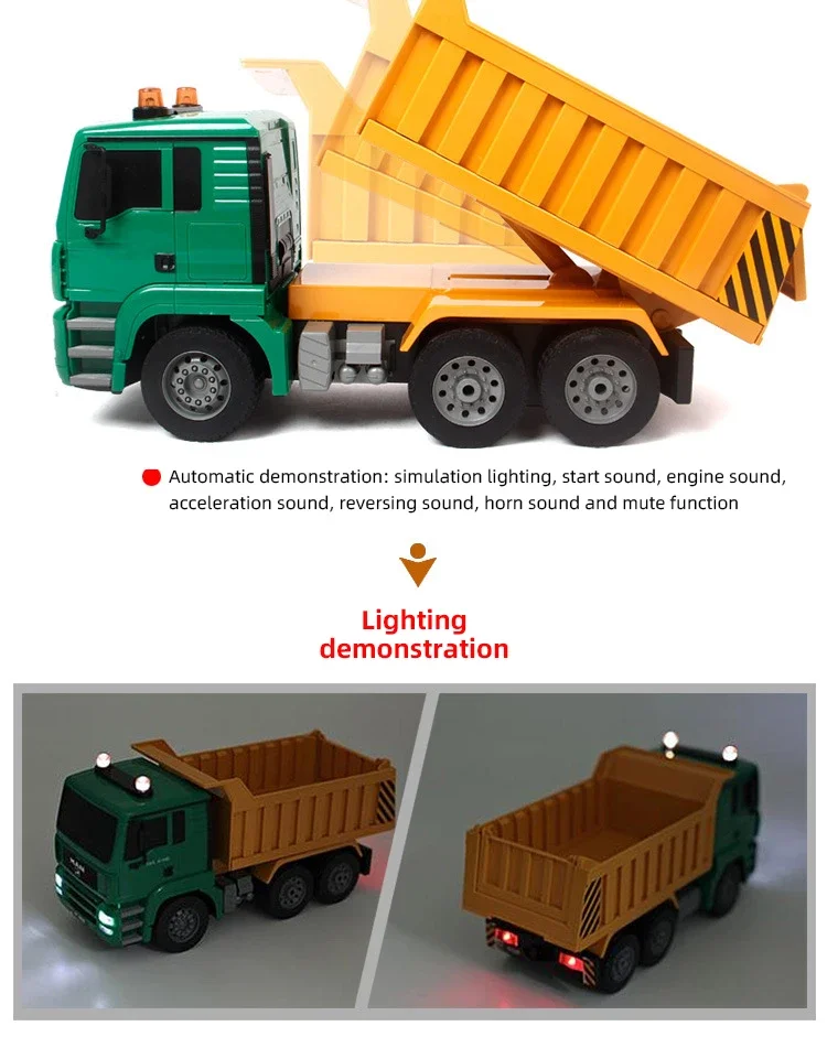 Caminhão basculante duplo e rc e520 1/20 carros caminhões 2.4g rádio controlado veículo de engenharia brinquedos para crianças meninos crianças adultos