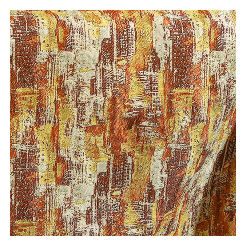 خمر البرتقالي الأصفر النفط اللوحة الجاكار النسيج للإبداعية DIY بها بنفسك الخياطة حقيبة الديكور الملابس تنورة تصميم القماش المواد #4