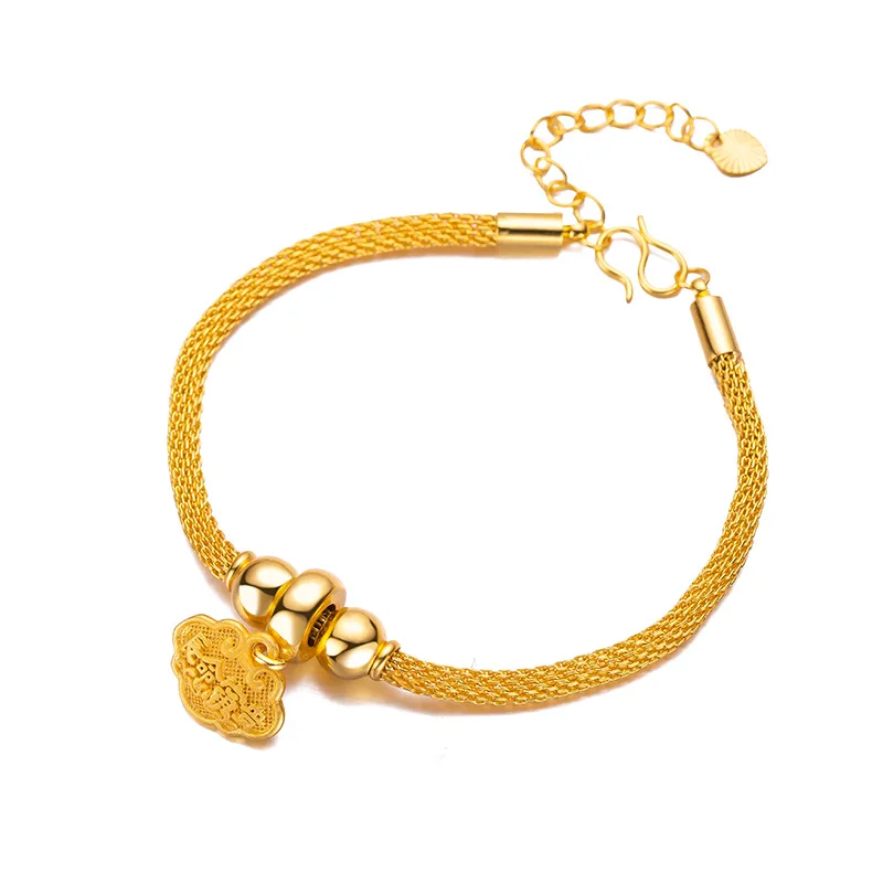 9999 real gold 24K yellow gold Ladies bracelet love all-match