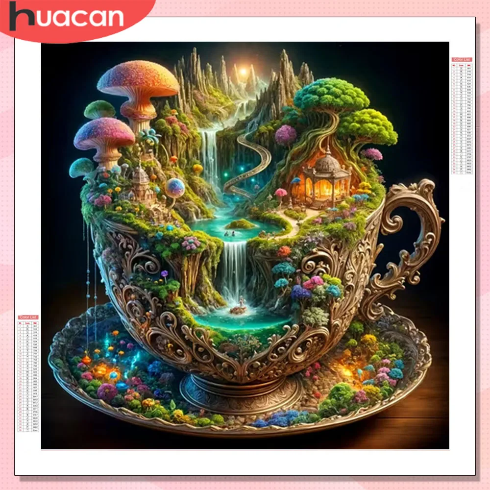 HUACAN Diamant-Kunst-Malerei-Set, Waldlandschaft, Diamant-Mosaik, Pilz, voller Bohrer, Dekoration für Zuhause