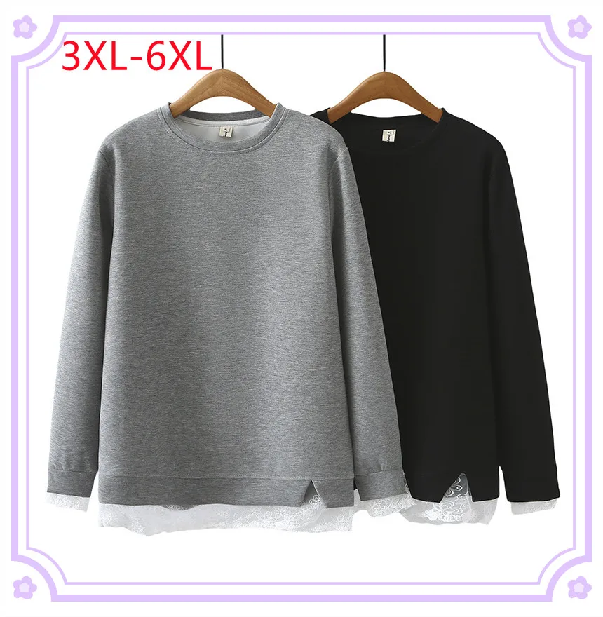 New 2025 Ladies Spring Autumn Plus Size Tops For Women Large Size Long Sleeve O-neck Hoodie Coat 3XL 4XL 5XL 6XL