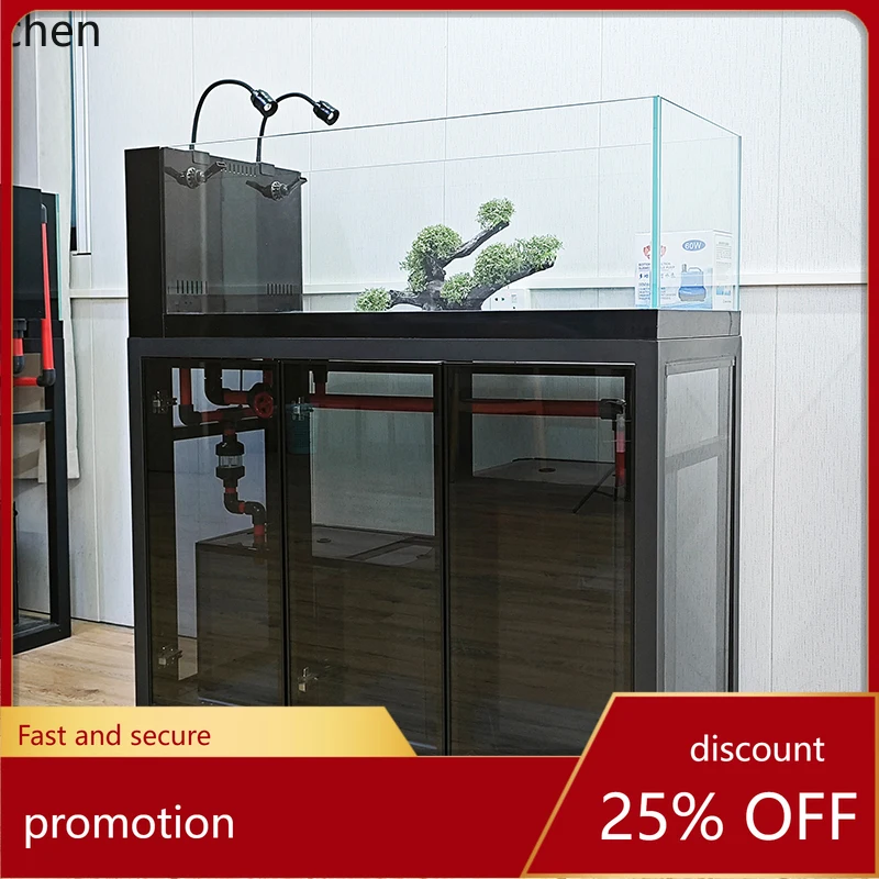 

HT stream tank new living room fish tank ultra-white landscaping bottom filter fish tank