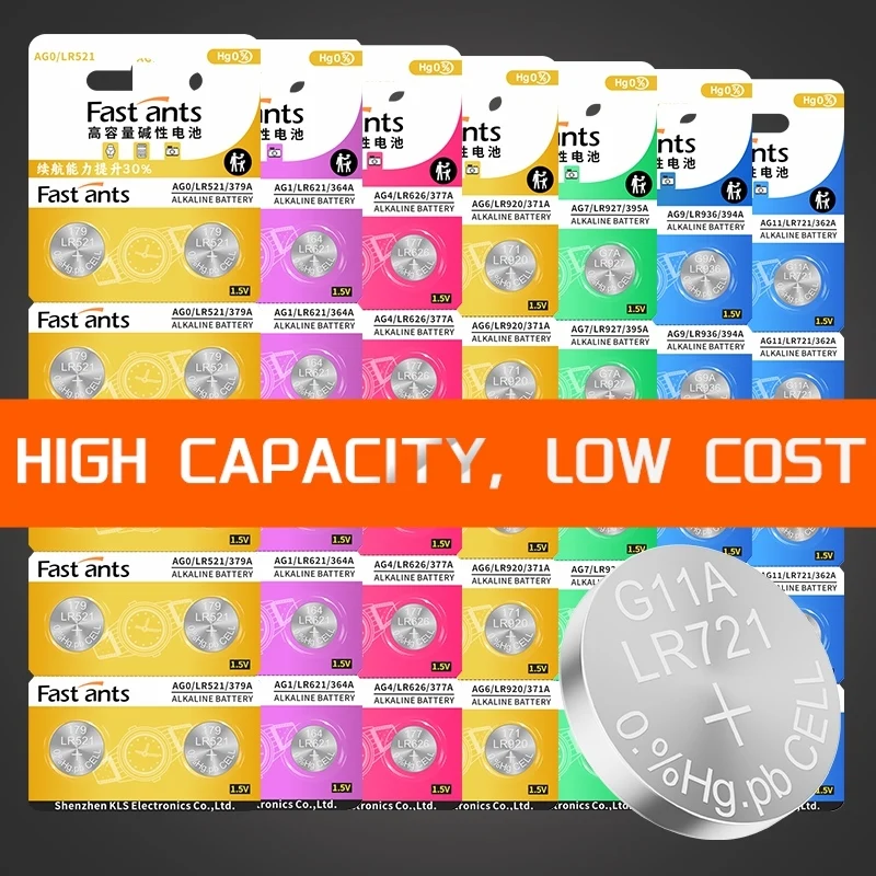 AG0 AG1 AG4 AG6 AG7 AG9 AG11 1.5V Alkaline Button Cell Watch Battery LR521 LR621 LR626 LR920 LR927 LR936 LR721 For Quartz Watch