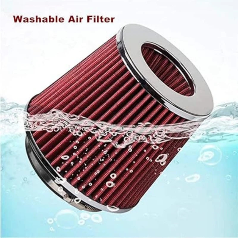 Universal 76/90/101mm Sports Air Filter High Performance Clamp-On Cold Air Intake Washable Car Professional Spare Parts