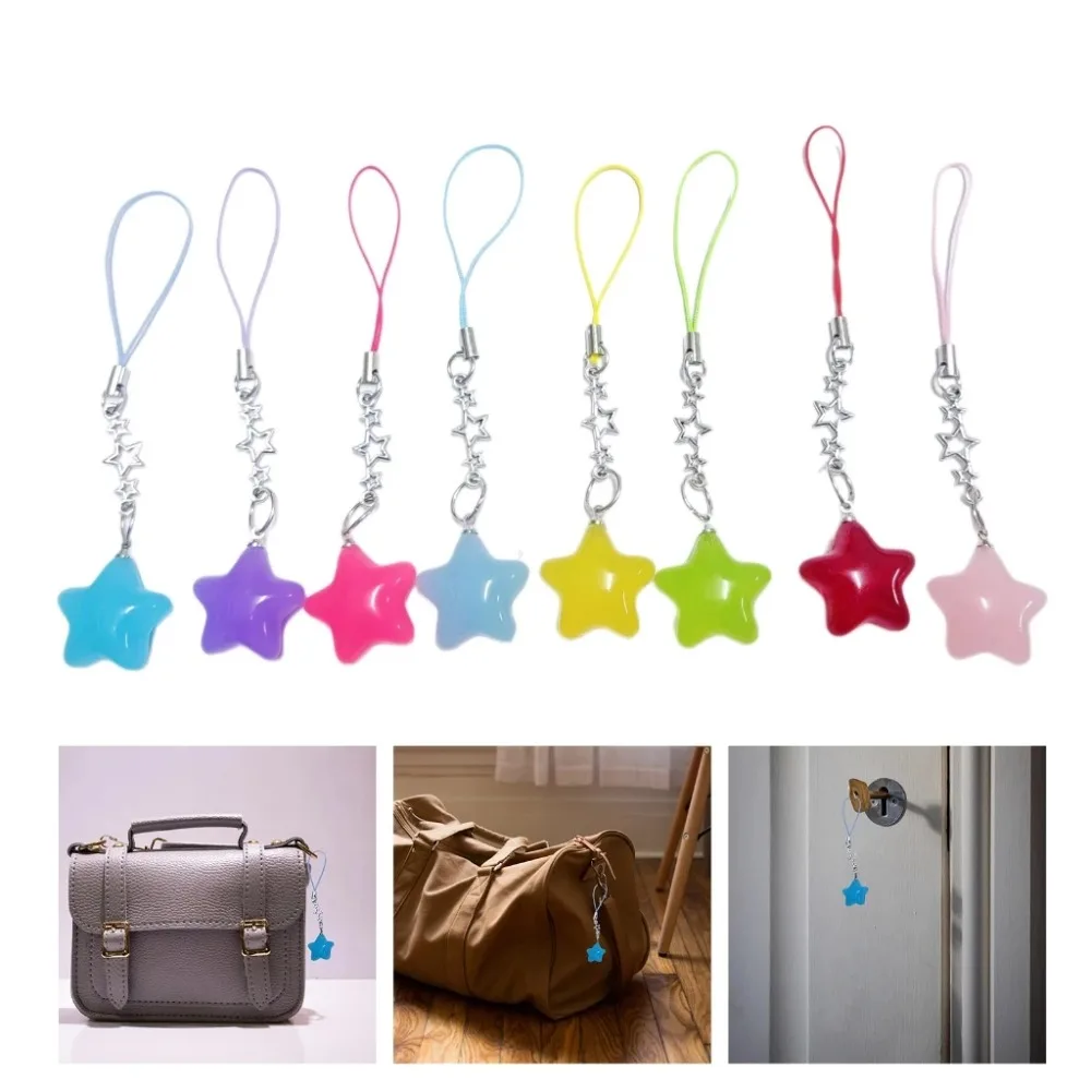 Five-Pointed Star Phone Chain Crystal Beads Tassel Pentagram Mini Key Chain Cartoon 3D Y2K Charm Bag Pendant DIY Jewelry Making