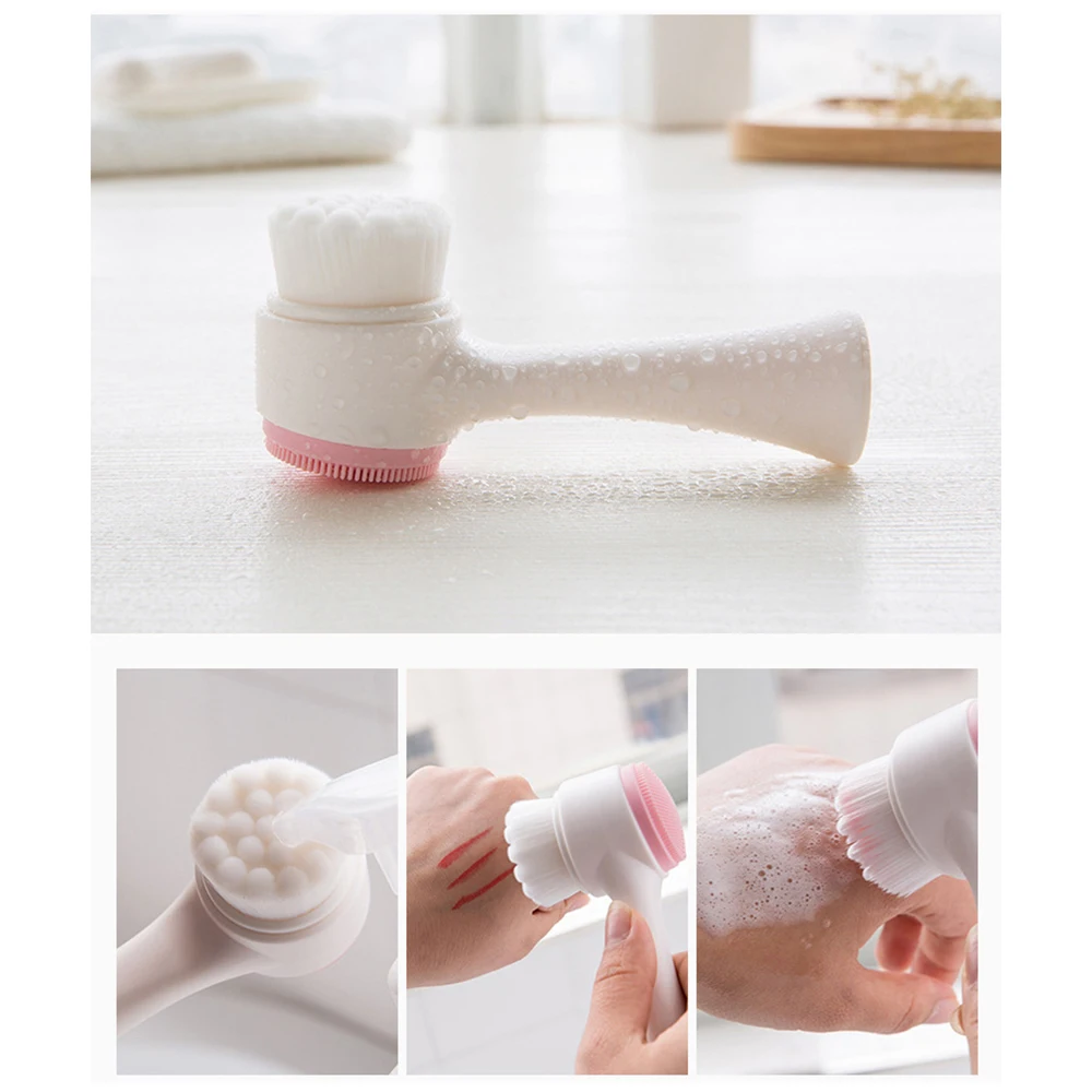 Soft Silicone Facial Cleansing Brush Manual Massage Facial Brush Soft Bristles Exfoliator Deep Pore-cleaning Face Wash Brush