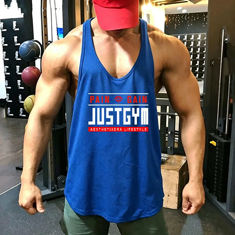 Men's Running Vests Quick Dry Breathable Mesh Sleeveless Gym Workout Tank Top Athletic Bodybuilding Fitness Train Shirt Sports