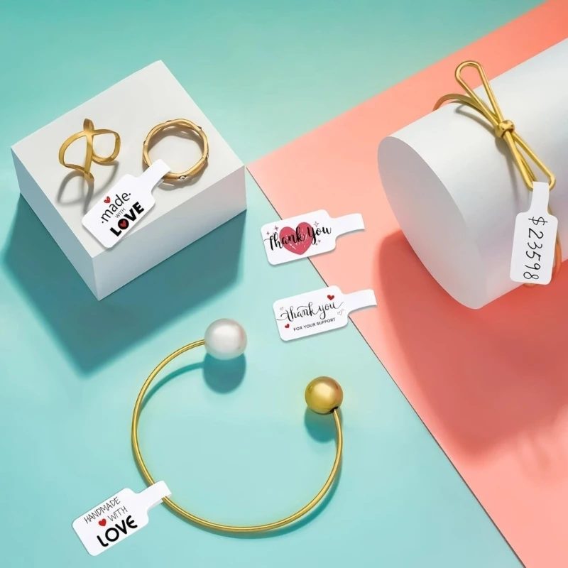 500 قطعة من ملصقات أسعار المجوهرات المجانية مع أطراف لاصقة قوية للمرفق الآمن على الخواتم والقلائد والأقراط