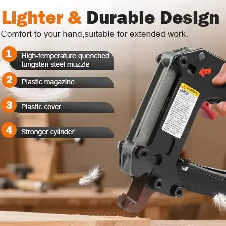 KAMSIN SM66T Pneumatic Clinching Clipper Tool,Plastic magazines,Clinching Clipper Gun for Fixing Mattress Spring