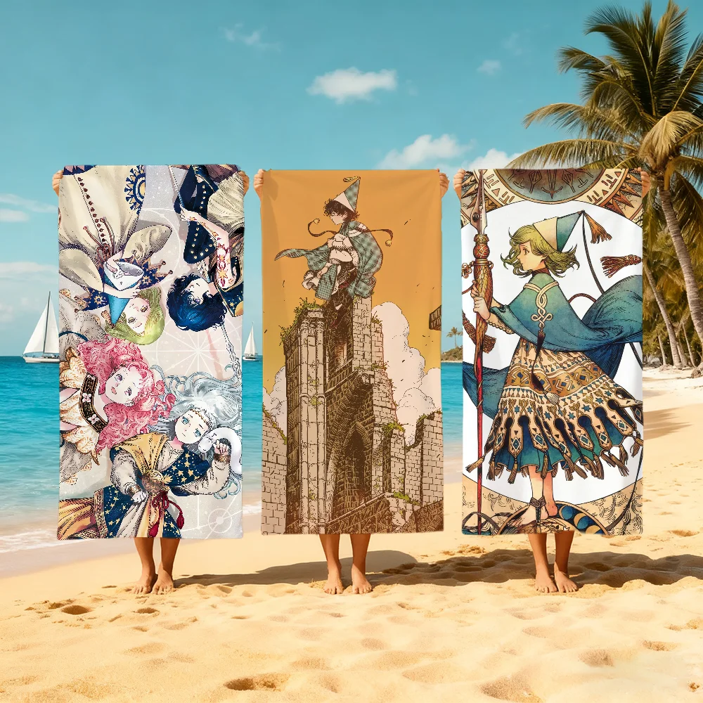 W-Witch Anime Hat A-Atelier Towel Large Quick-Drying Microfiber Soft Beach Towel for Travel Fitness Sauna Bathing Camping