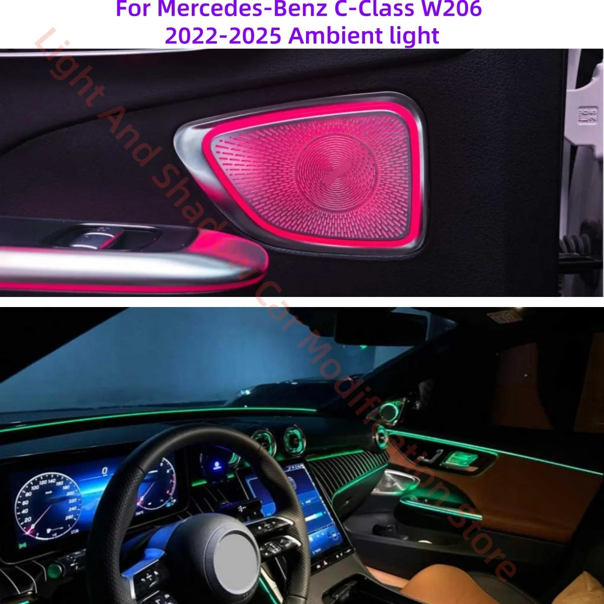 

For Mercedes-Benz C-Class W206 GLC X254 rotating tweeter Air outlet Light cover plate Instrument desk lamp strip Ambient light
